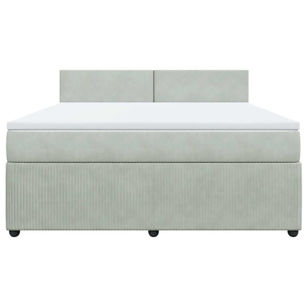 vidaXL Box spring postel s matrací světle šedá 180x200 cm samet