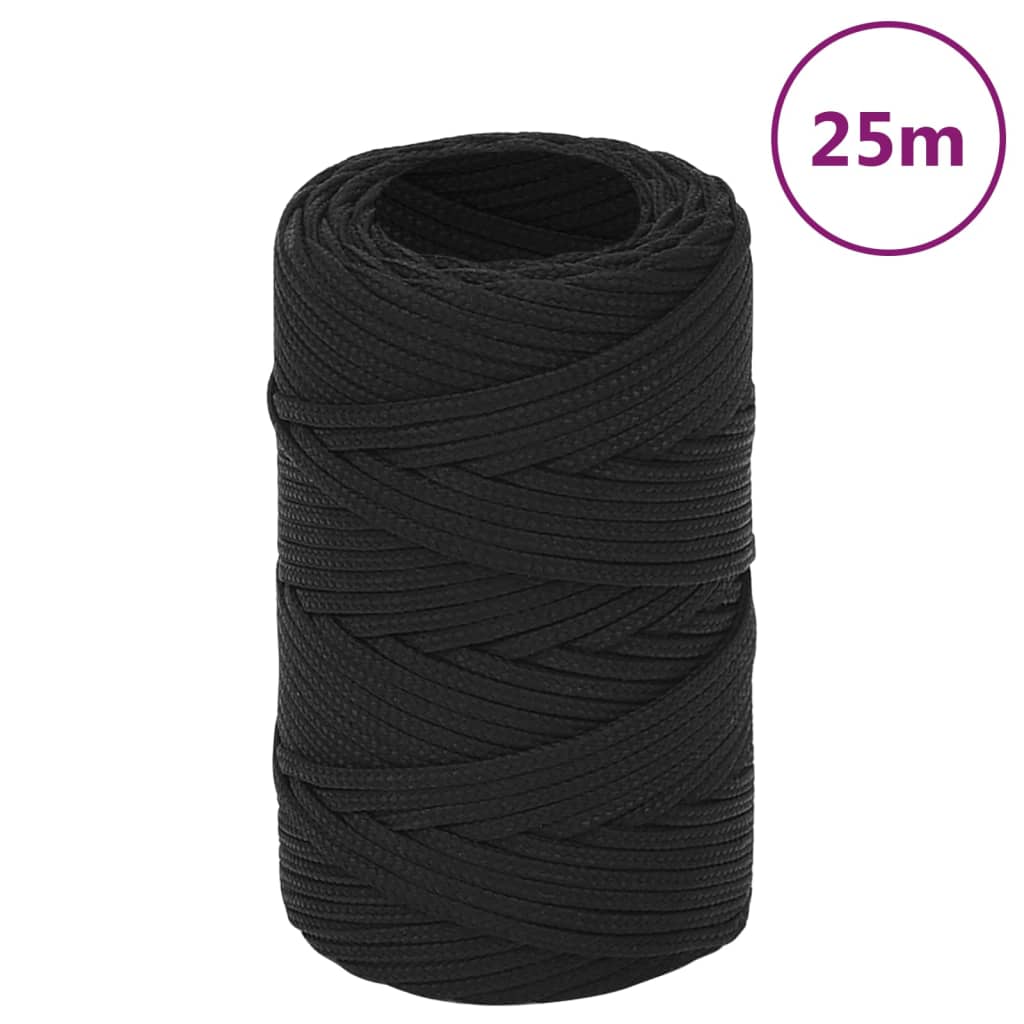 vidaXL Lodní lano celočerné 2 mm 25 m polypropylen