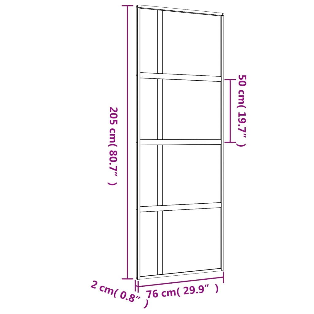 vidaXL Posuvné dveře zlaté 76 x 205 cm čiré ESG sklo a hliník