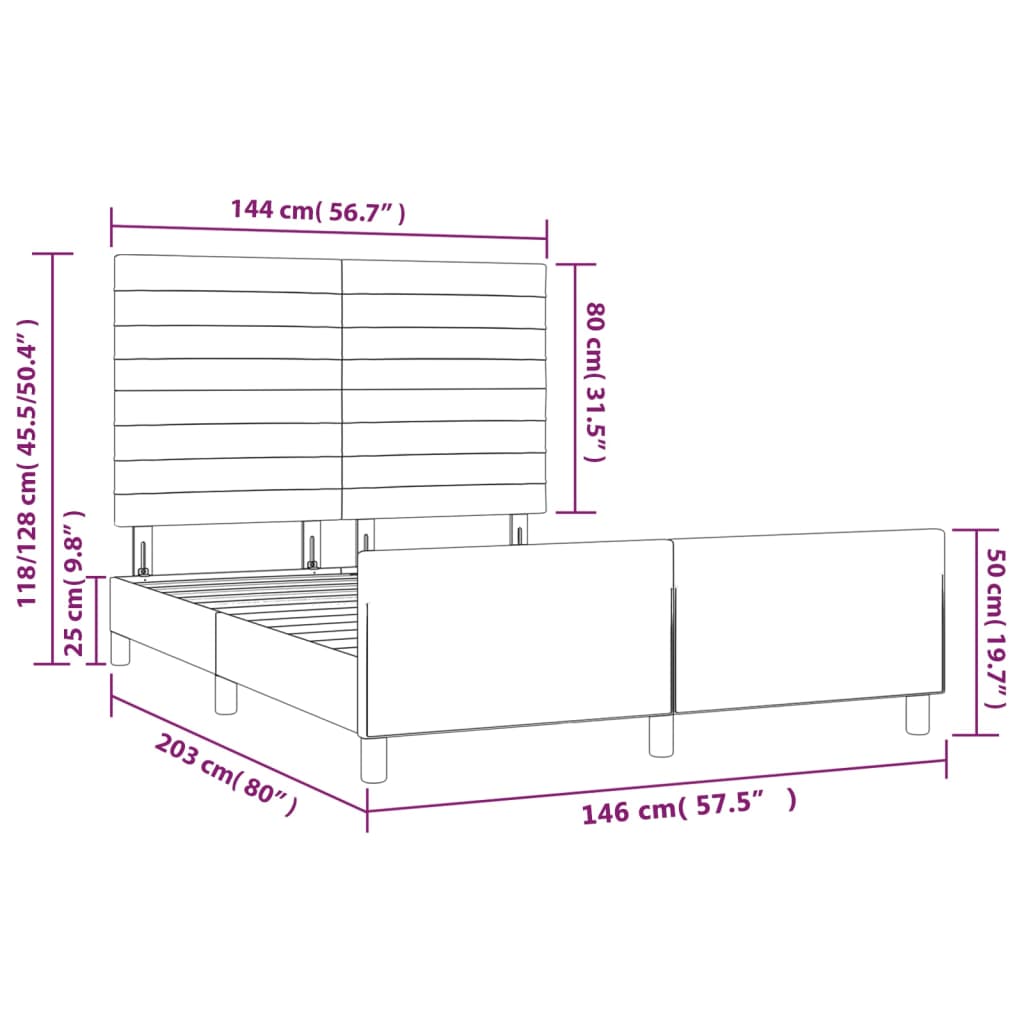 vidaXL Rám postele s čelem tmavě zelený 140x200 cm samet