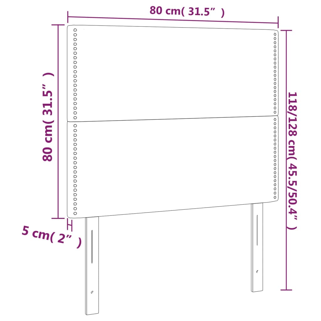 vidaXL Čelo postele s LED černé 80x5x118/128 cm umělá kůže