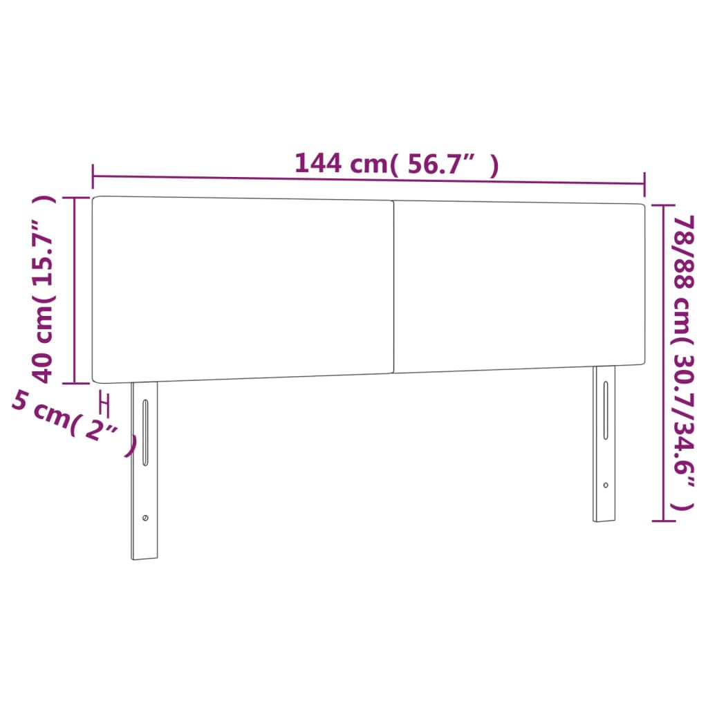 vidaXL Čela postele 2 ks světle šedá 72 x 5 x 78/88 cm samet