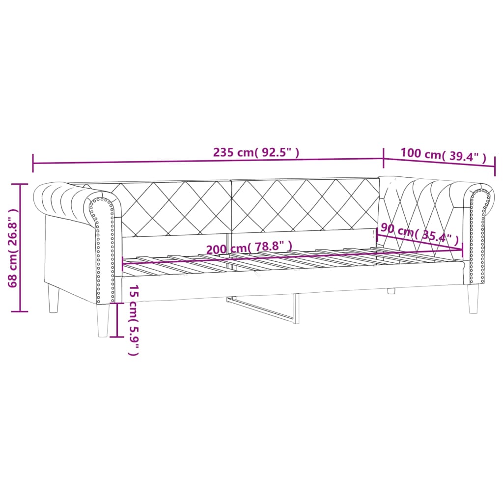 vidaXL Válenda krémová 90 x 200 cm umělá kůže