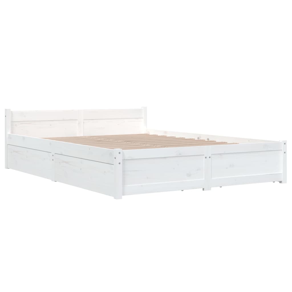 vidaXL Rám postele se zásuvkami bílý 150 x 200 cm King Size