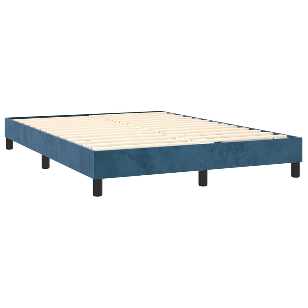 vidaXL Box spring postel s matrací tmavě modrá 140x200 cm samet