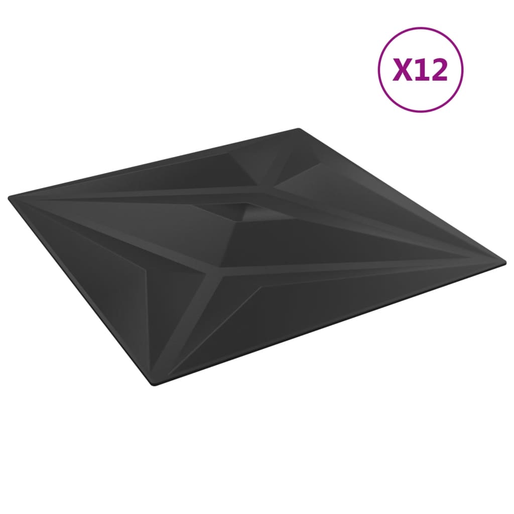 vidaXL Nástěnné panely 12 ks černé 50 x 50 cm XPS 3 m² hvězda