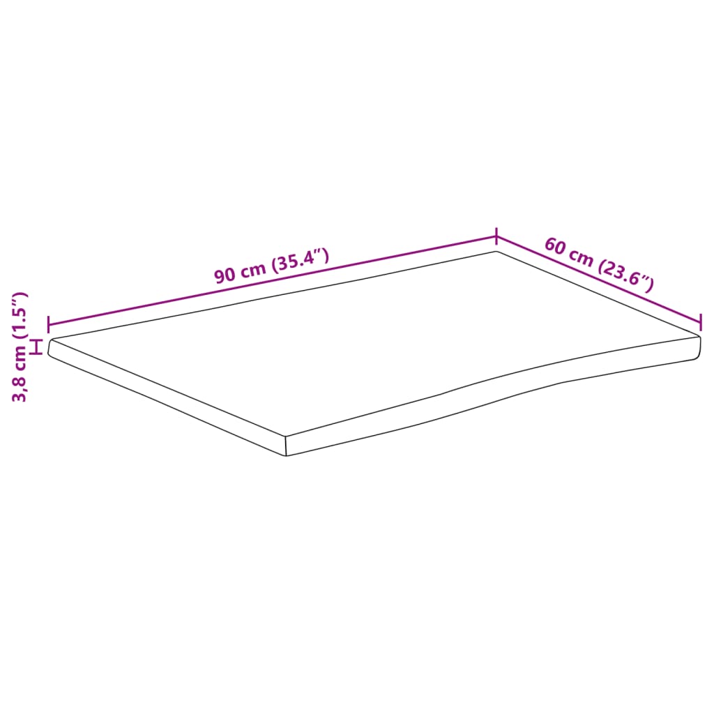 vidaXL Stolní deska živá hrana 90x60x3,8 cm masivní hrubý mangovník