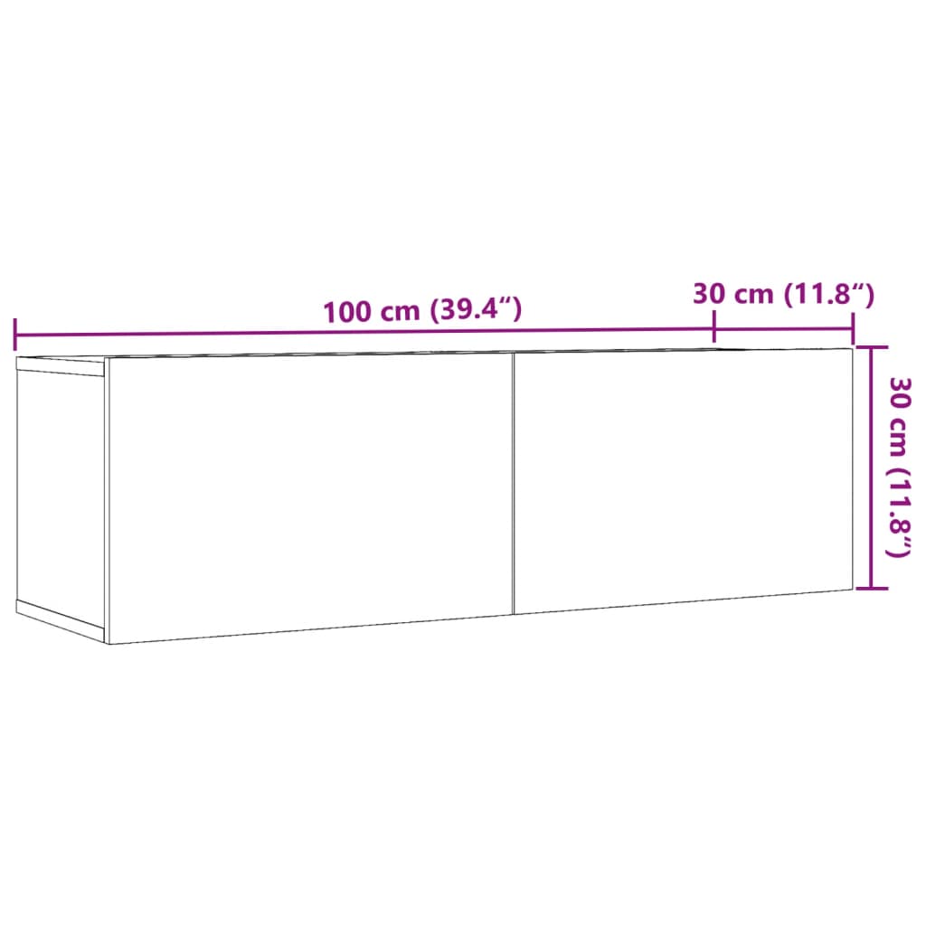 vidaXL TV skříňky nástěnné 2 ks dub artisan 100 x 30 x 30 cm