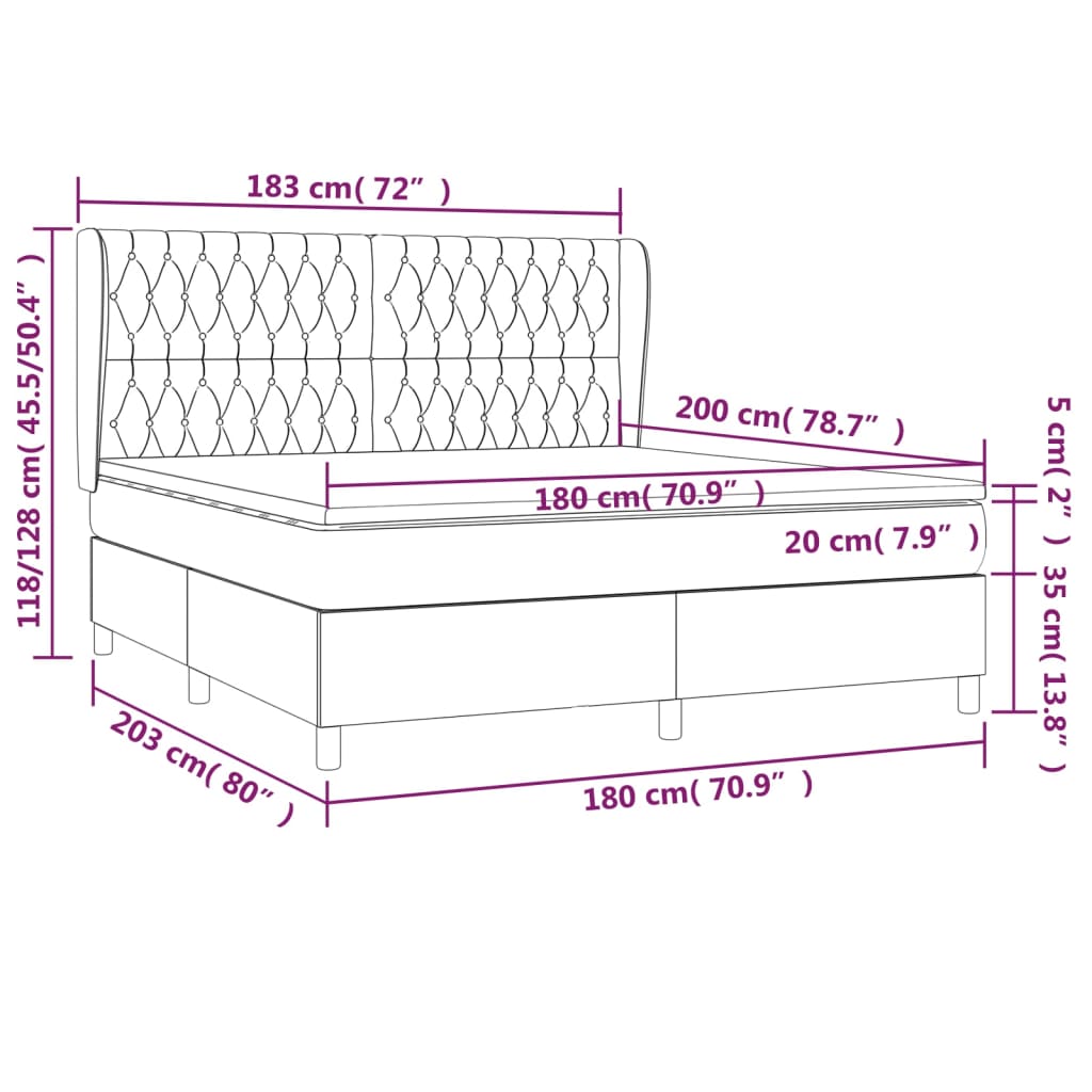 vidaXL Box spring postel s matrací taupe 180x200 cm textil