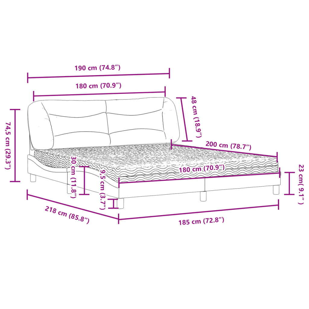 vidaXL Postel s matrací bílá 180 x 200 cm umělá kůže