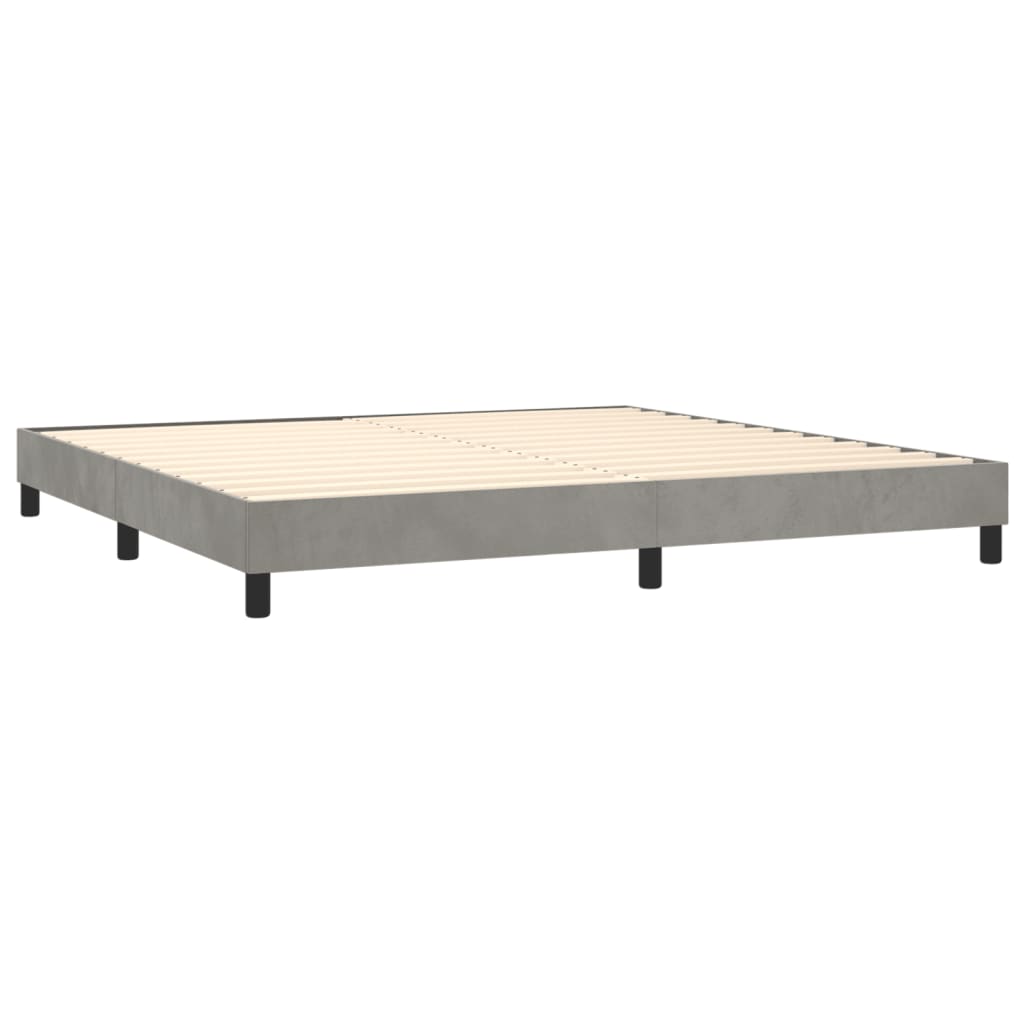 vidaXL Box spring postel s matrací světle šedá 200x200 cm samet