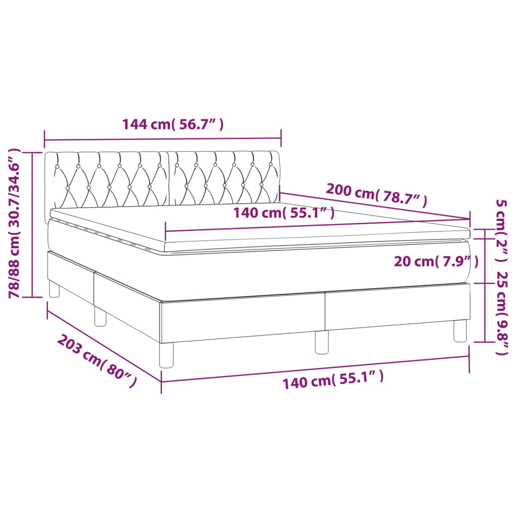 vidaXL Box spring postel s matrací taupe 140x200 cm textil