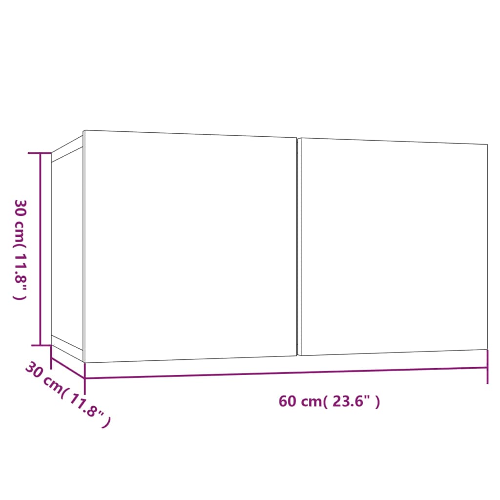 vidaXL Závěsná TV skříňka šedá sonoma 60 x 30 x 30 cm kompozitní dřevo