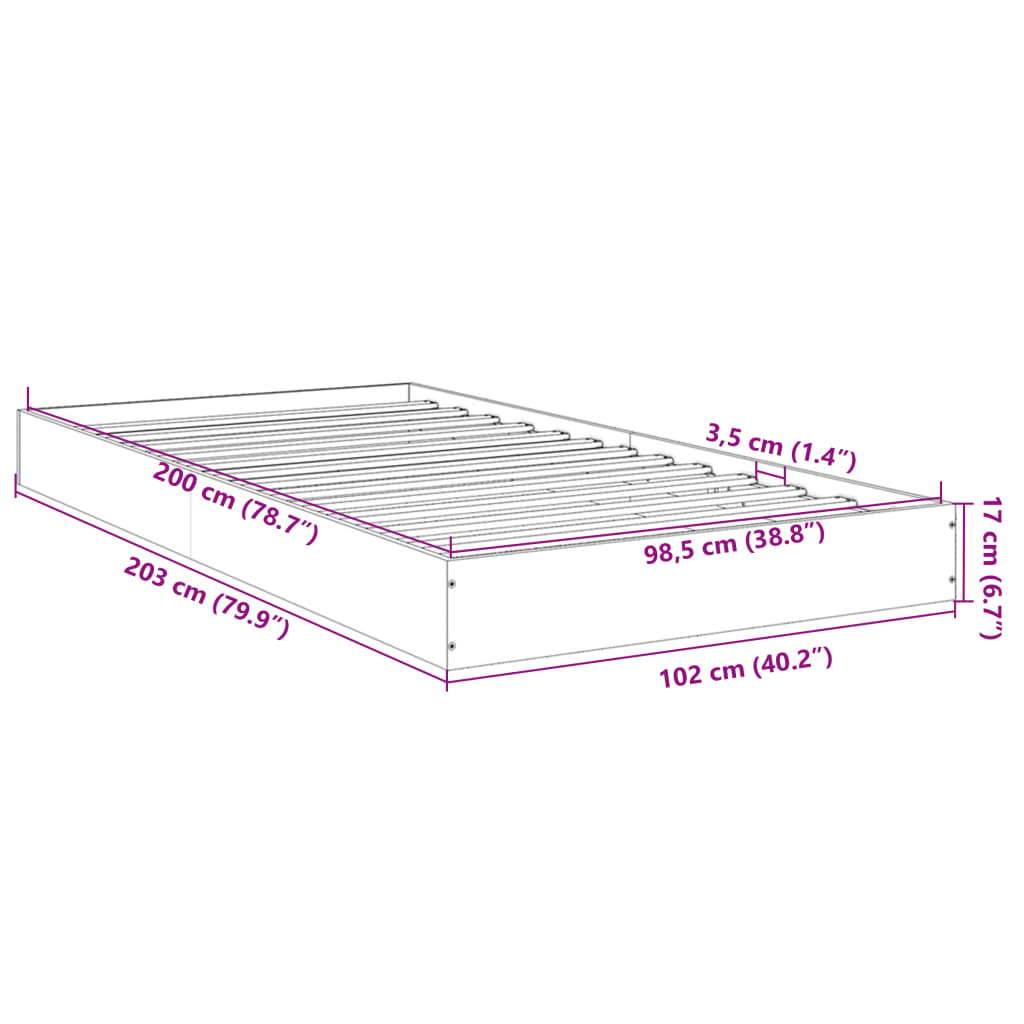 vidaXL Rám postele bez matrace dub sonoma 100x200 cm kompozitní dřevo