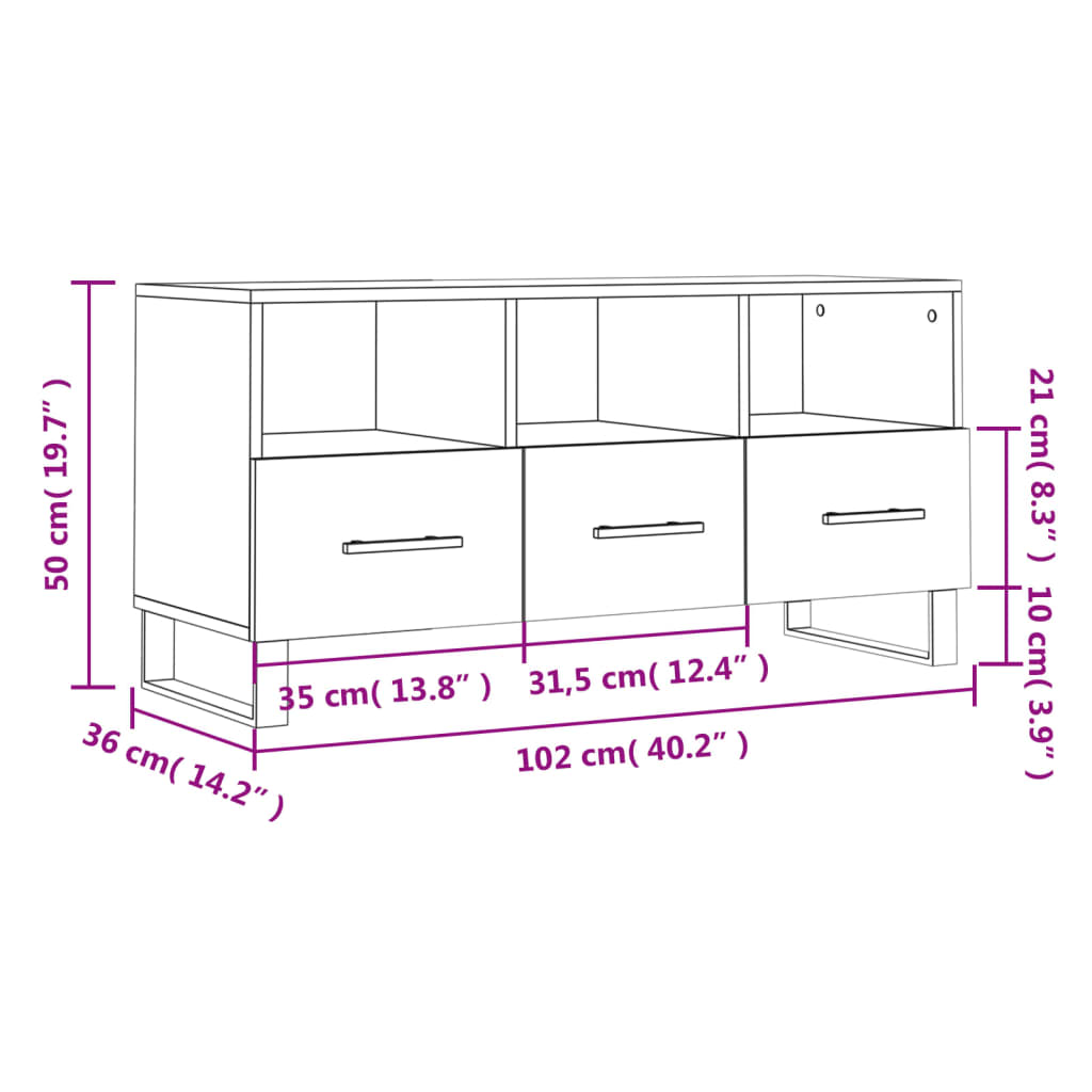 vidaXL TV skříňka bílá s vysokým leskem 102x36x50 cm kompozitní dřevo