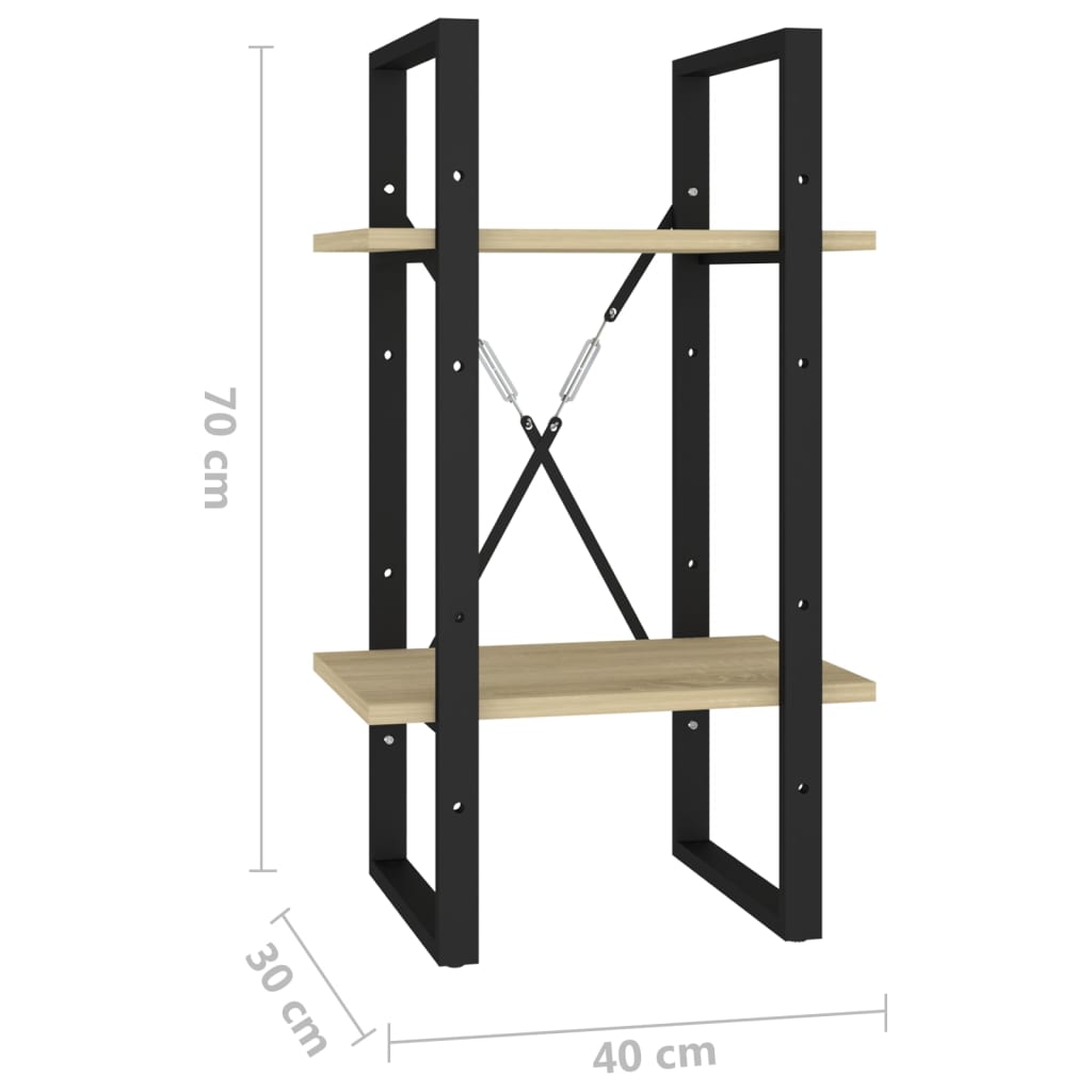 vidaXL Knihovna se 2 policemi dub sonoma 40x30x70 cm kompozitní dřevo