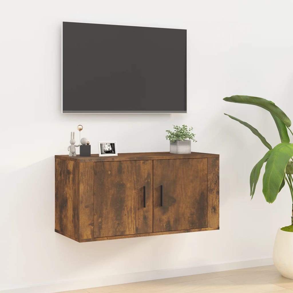 vidaXL Nástěnná TV skříňka kouřový dub 80 x 34,5 x 40 cm