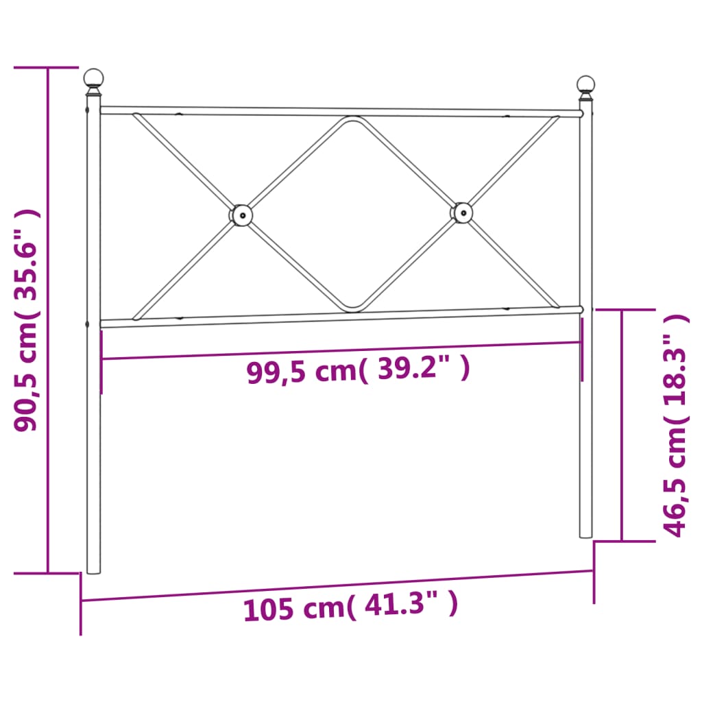 vidaXL Kovové čelo postele černé 100 cm