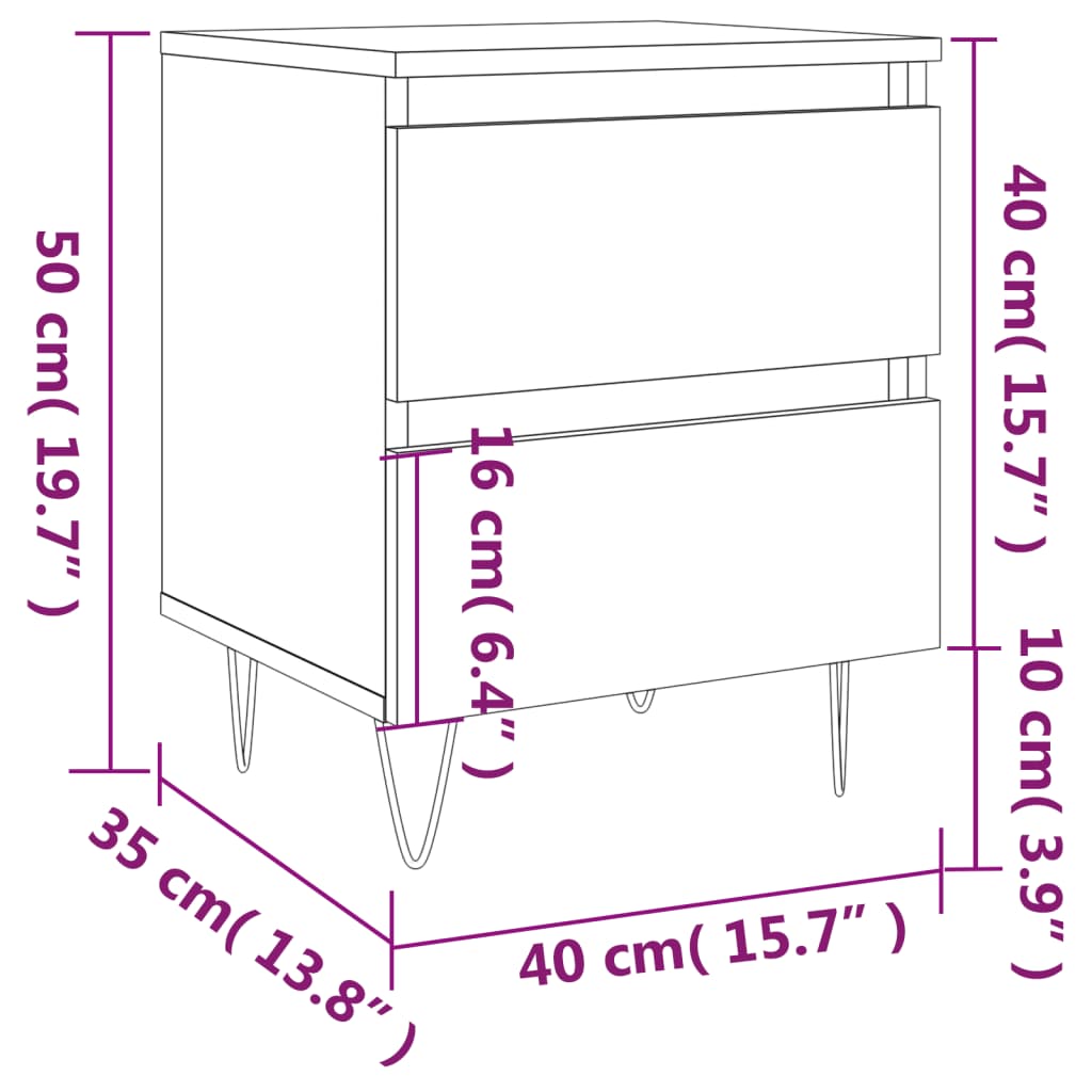 vidaXL Noční stolek bílý s vysokým leskem 40x35x50 cm kompozitní dřevo