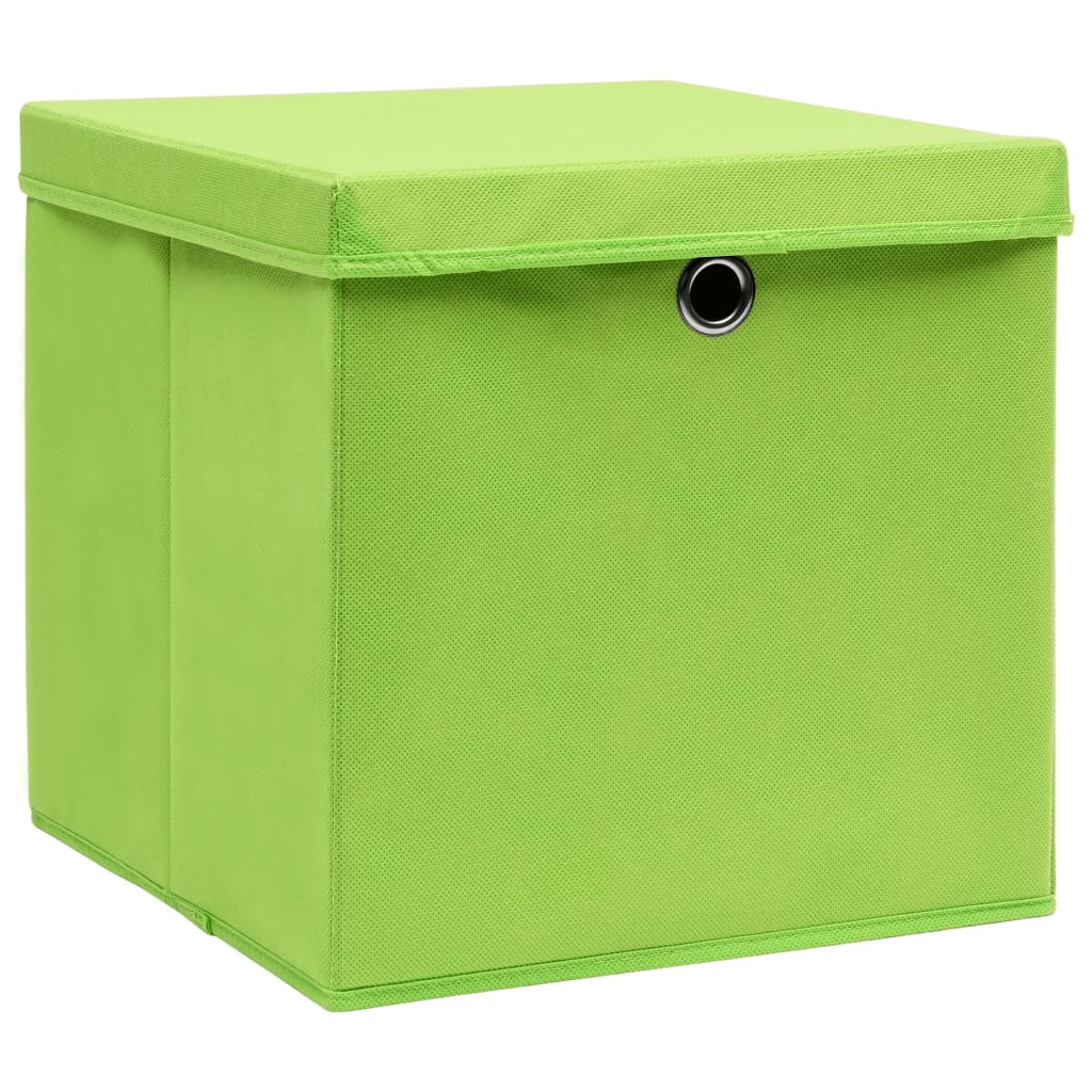 vidaXL Úložné boxy s víky 4 ks 28 x 28 x 28 cm zelené