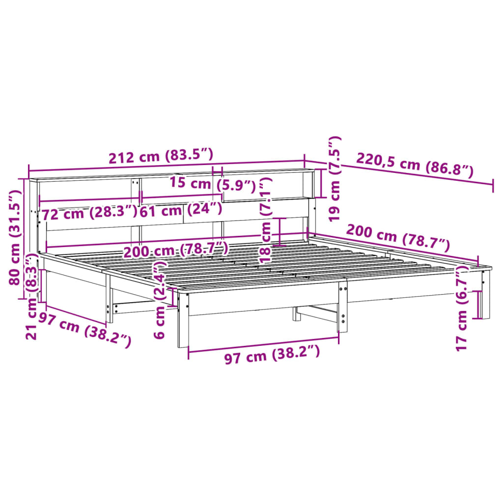 vidaXL Postel bez matrace bílá 200 x 200 cm masivní borovice