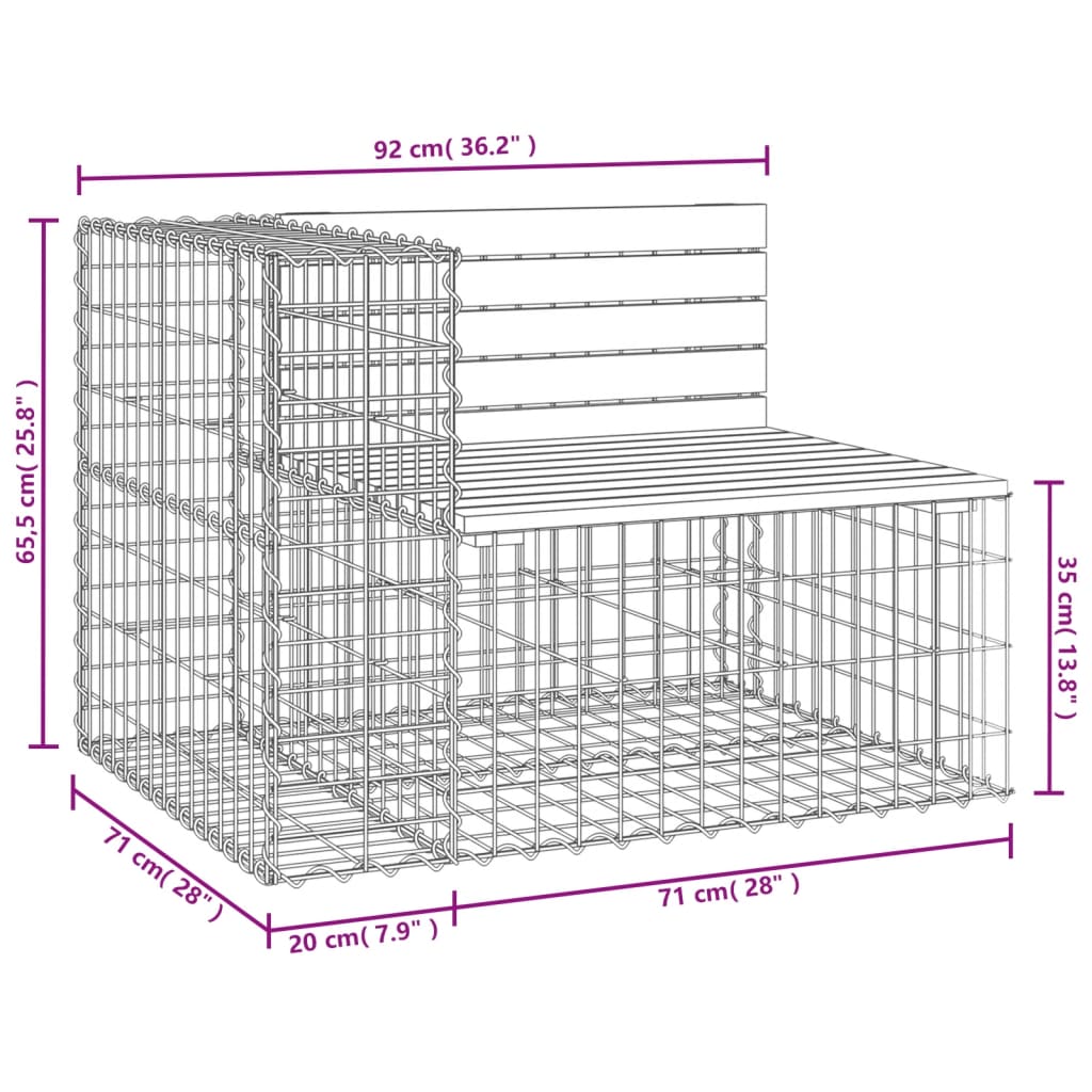 vidaXL Zahradní lavice gabionový design 92x71x65,5cm masivní douglaska