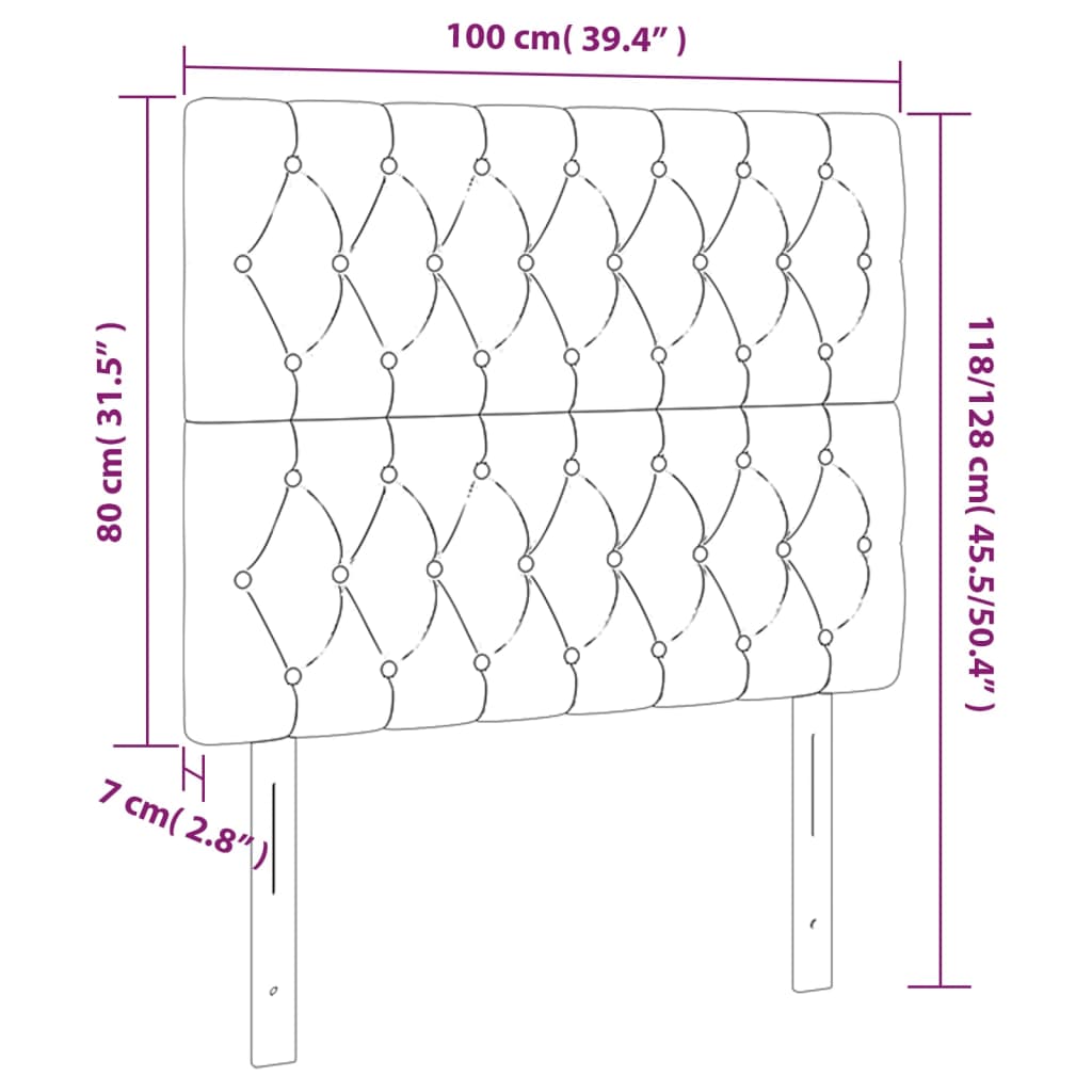 vidaXL Čelo postele s LED světle šedé 100x7x118/128 cm samet