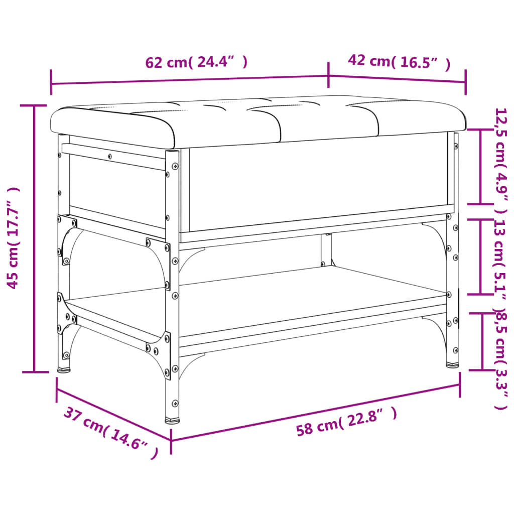 vidaXL Lavice s botníkem hnědý dub 62 x 42 x 45 cm kompozitní dřevo