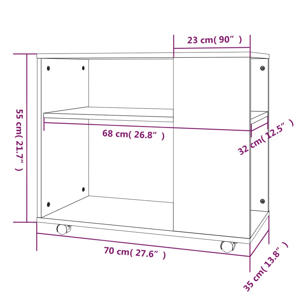 vidaXL Odkládací stolek hnědý dub 70 x 35 x 55 cm kompozitní dřevo