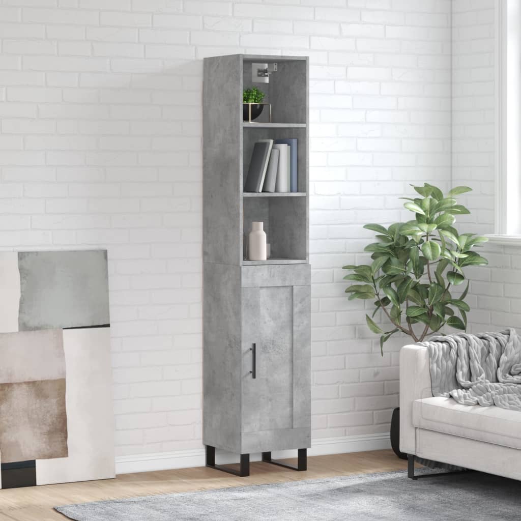 vidaXL Skříň highboard betonově šedá 34,5x34x180 cm kompozitní dřevo