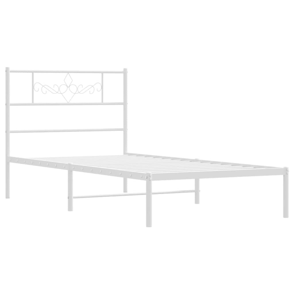 vidaXL Kovový rám postele s čelem bílý 107 x 203 cm