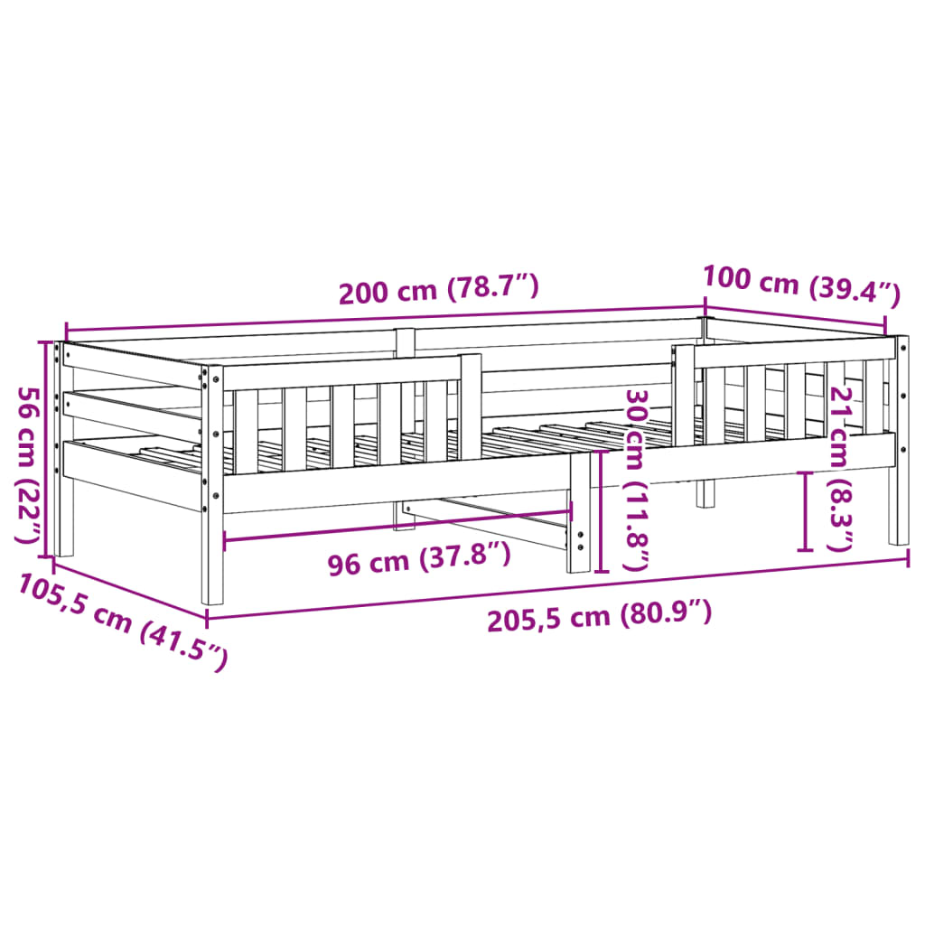 vidaXL Postel bez matrace voskově hnědá 100 x 200 cm masivní borovice