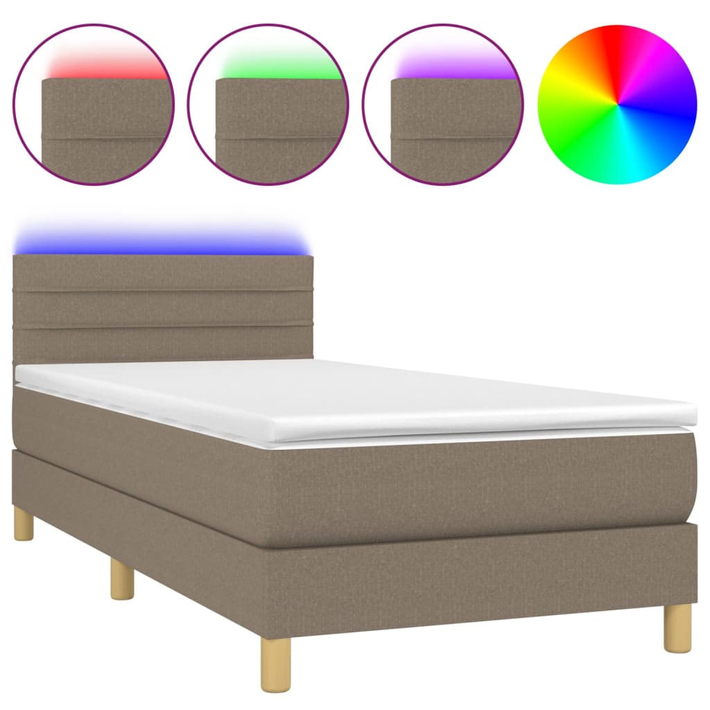 vidaXL Box spring postel s matrací a LED taupe 80 x 200 cm textil