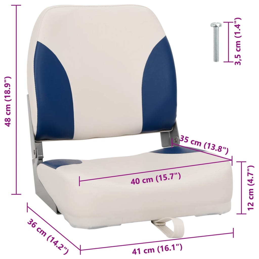 vidaXL 2dílné skládací sedadlo do člunu s modro-bílým polštářem