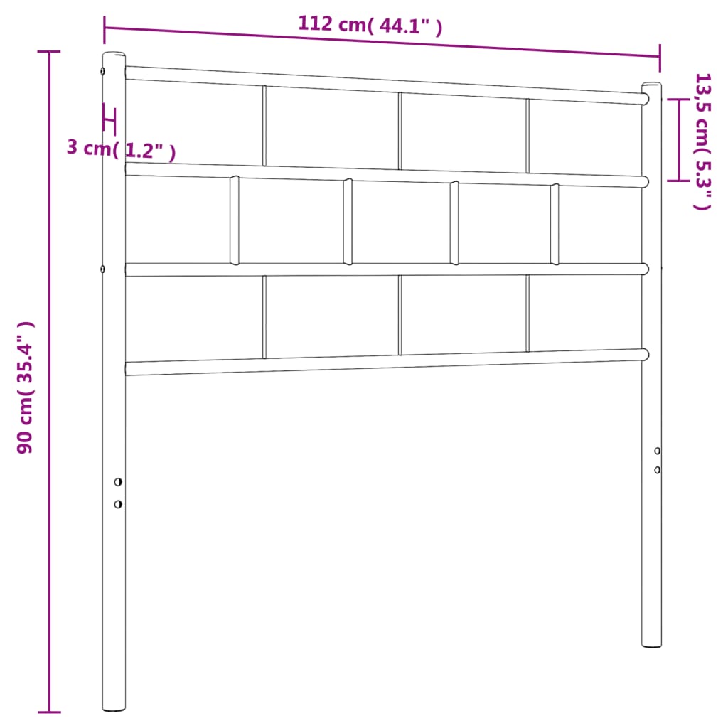 vidaXL Kovové čelo postele bílé 107 cm