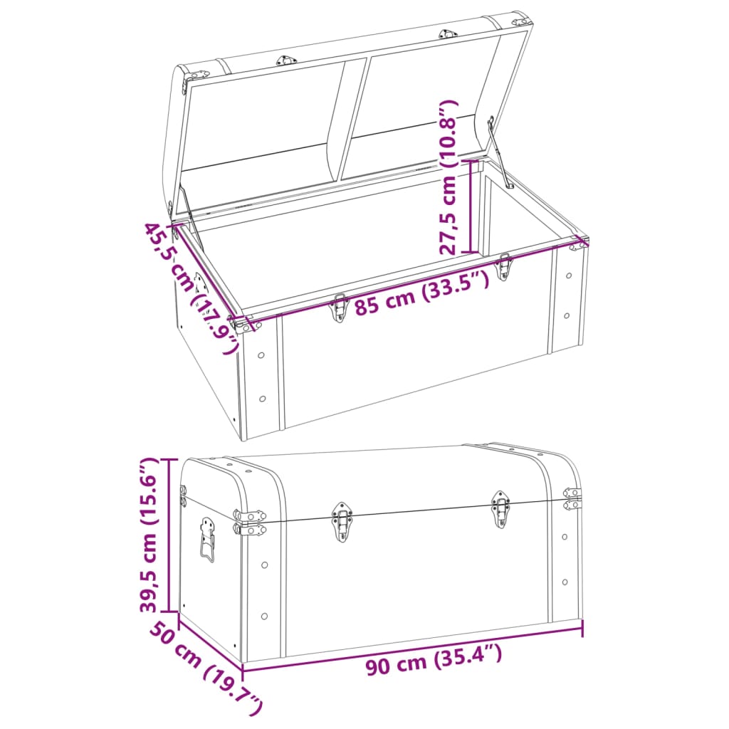 vidaXL Truhla se západkami tmavě hnědá 90 x 50 x 39,5 cm překližka