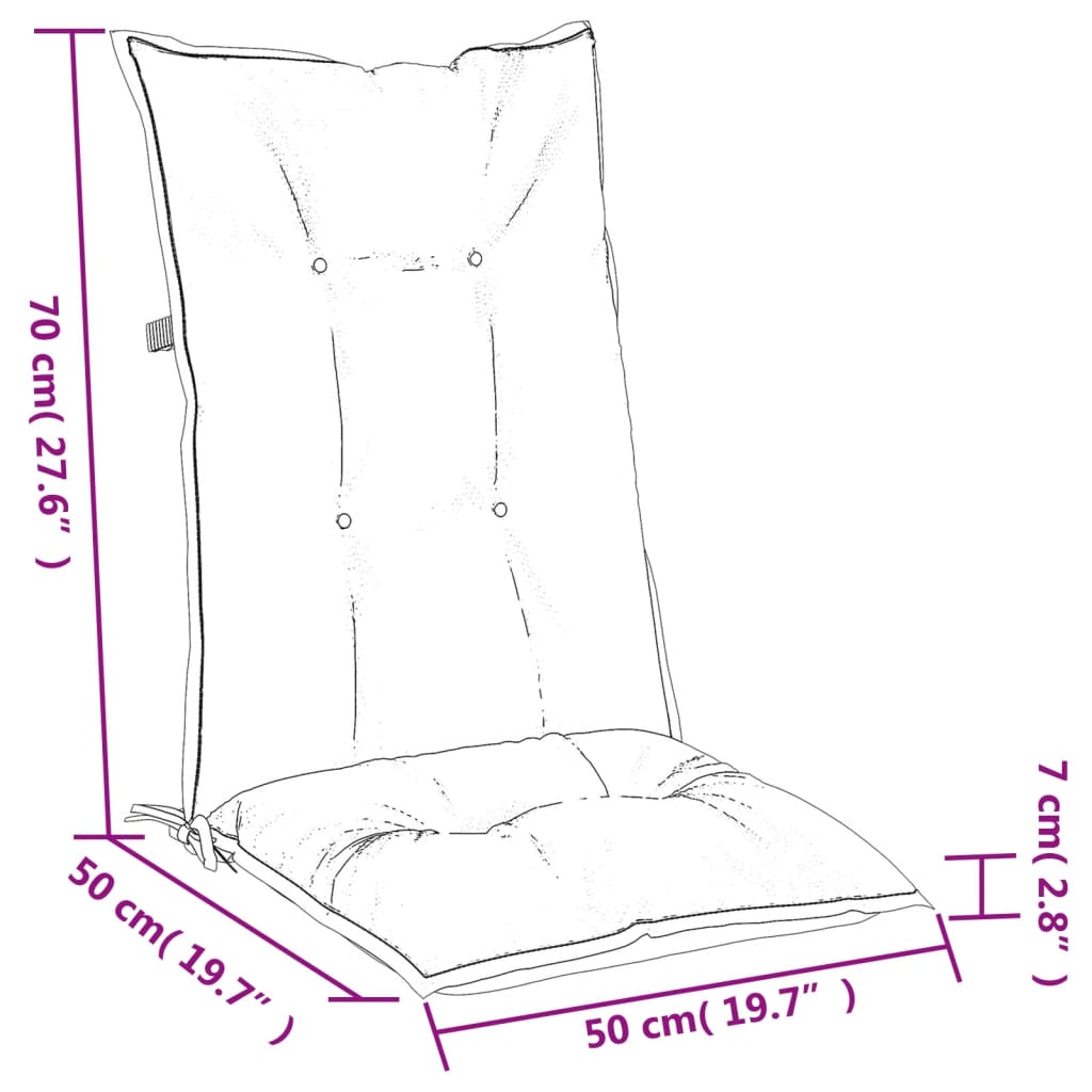 vidaXL Podušky na židli vysoké opěradlo 2ks antracit melanž 120x50x7cm