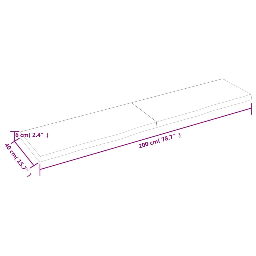 vidaXL Koupelnová deska hnědá 200x40x(2-6) cm ošetřený masivní dřevo