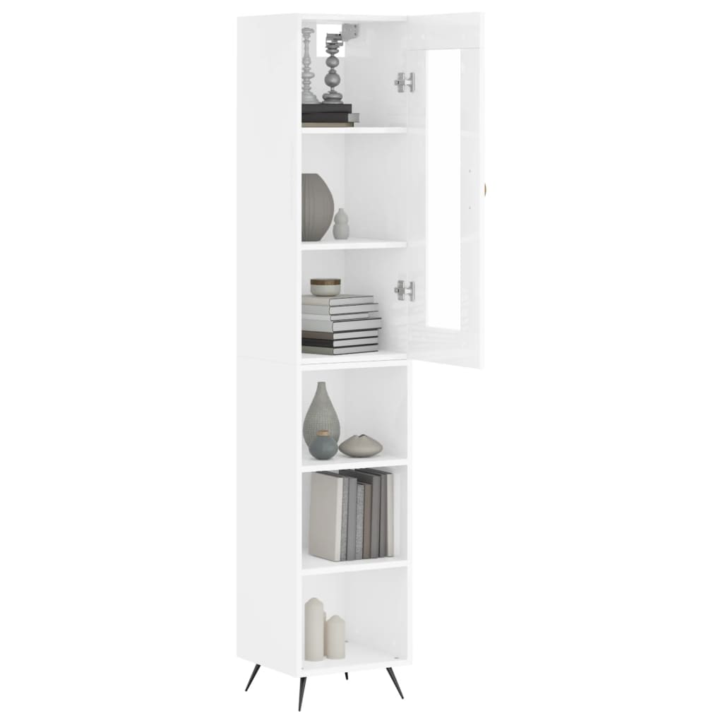 vidaXL Skříň highboard bílá s vysokým leskem 34,5x34x180 cm kompozit