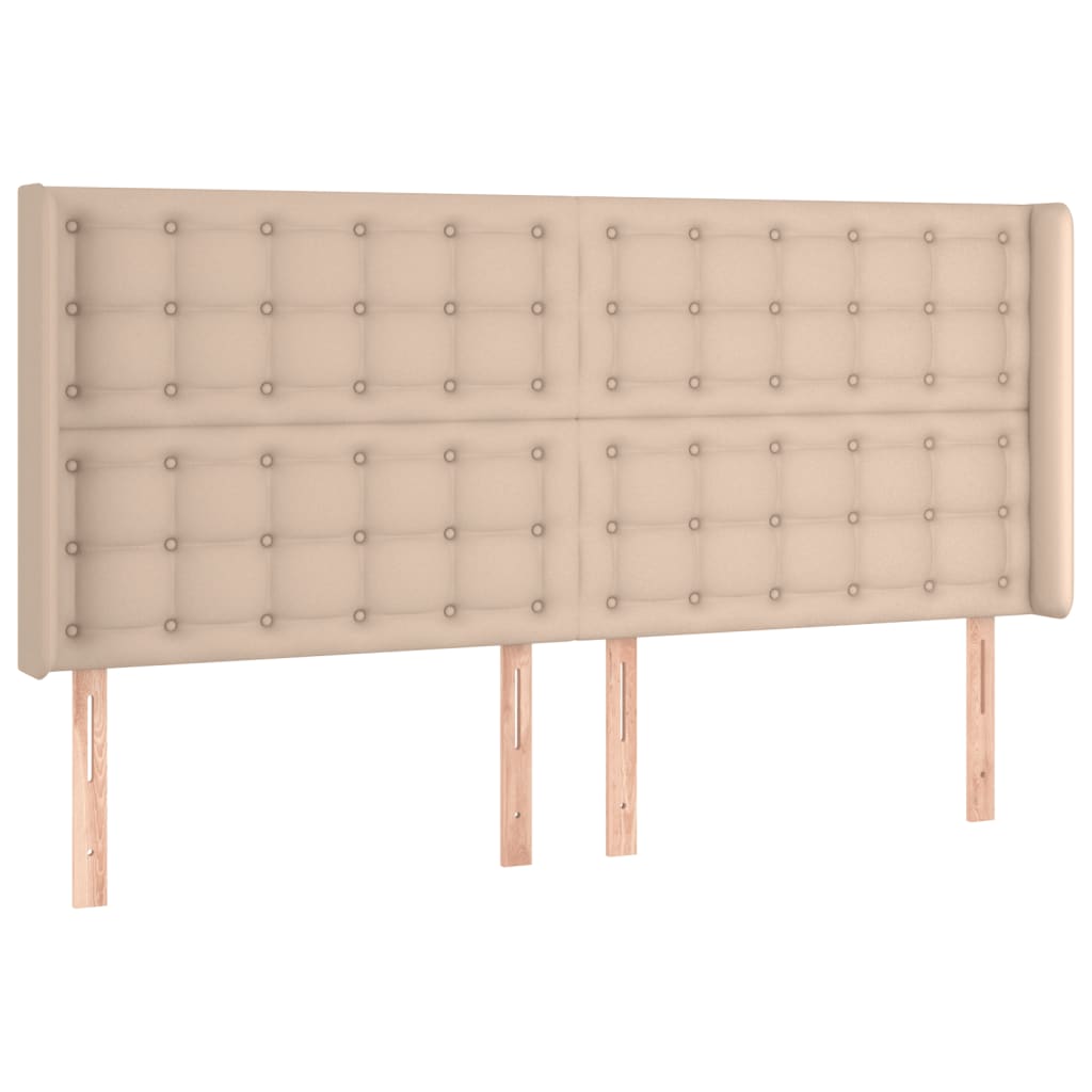 vidaXL Čelo postele s LED cappuccino 203 x 16 x 118/128 cm umělá kůže