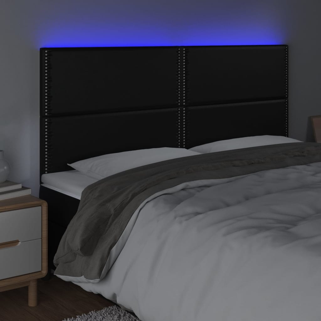 vidaXL Čelo postele s LED černé 160x5x118/128 cm umělá kůže