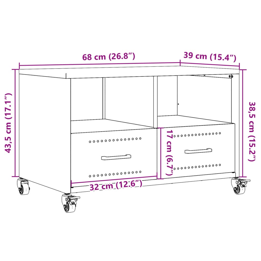 vidaXL TV skříňka olivově zelená 68 x 39 x 43,5 cm ocel