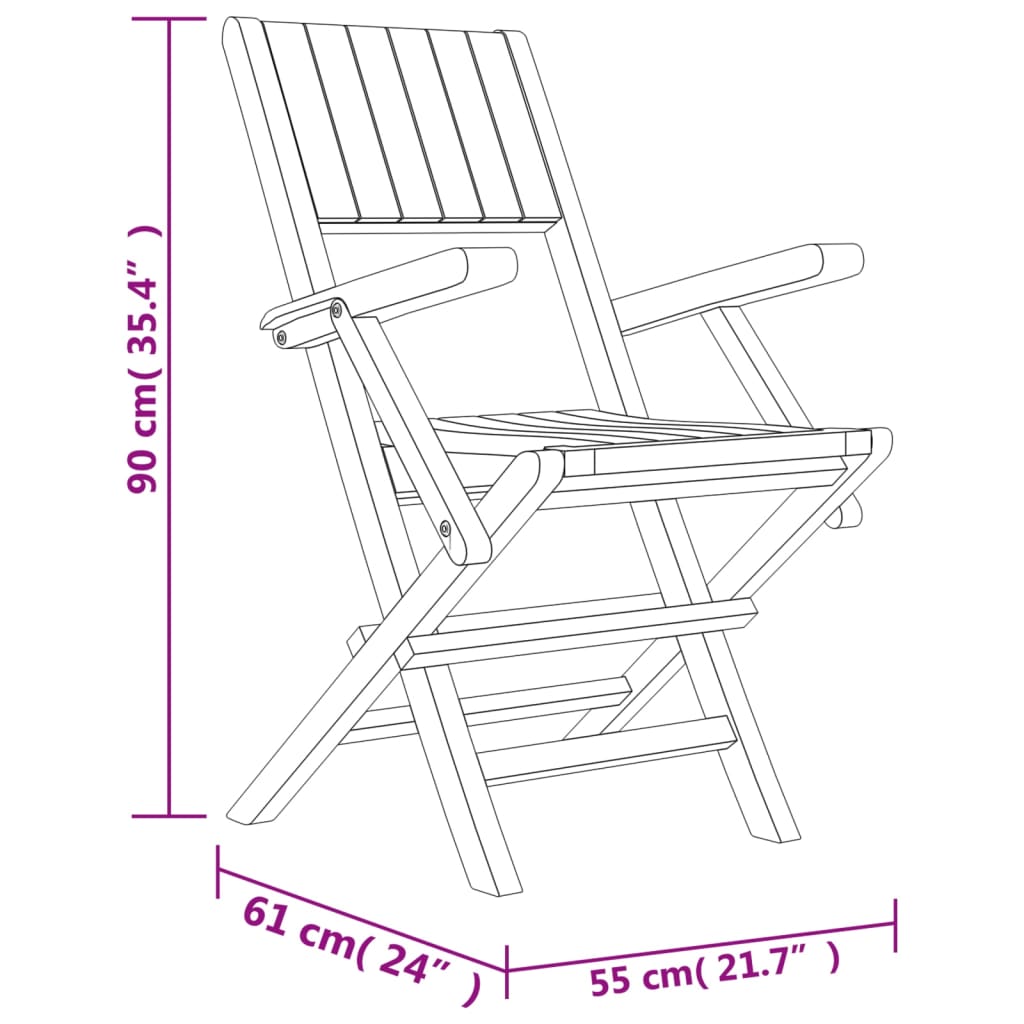 vidaXL Skládací zahradní židle 6 ks 55x61x90 cm masivní teakové dřevo