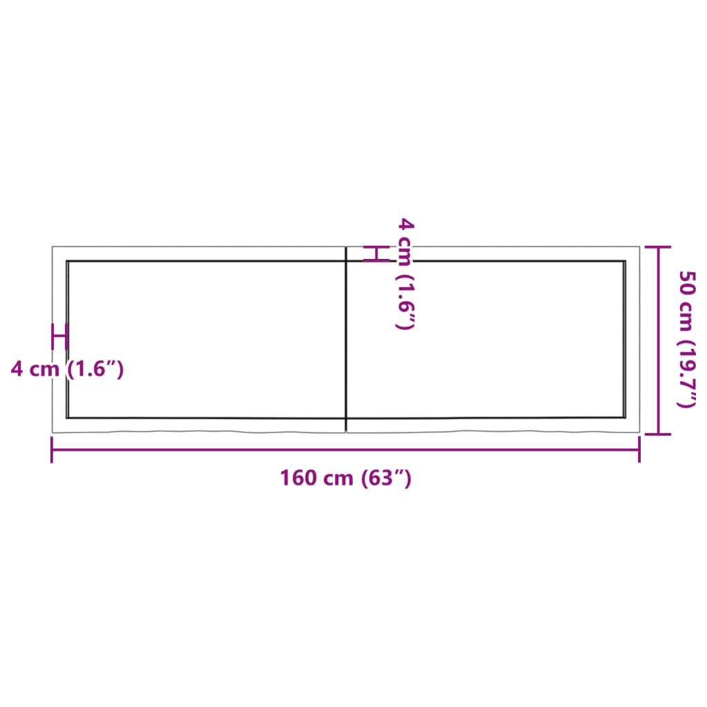 vidaXL Nástěnná police tmavě hnědá 160x50x(2-6)cm ošetřený masivní dub