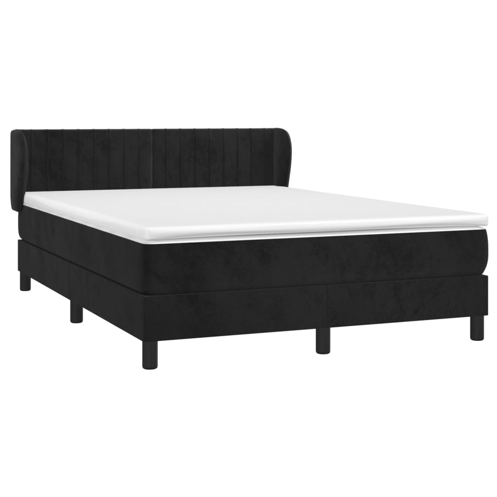 vidaXL Box spring postel s matrací černá 140 x 190 cm samet