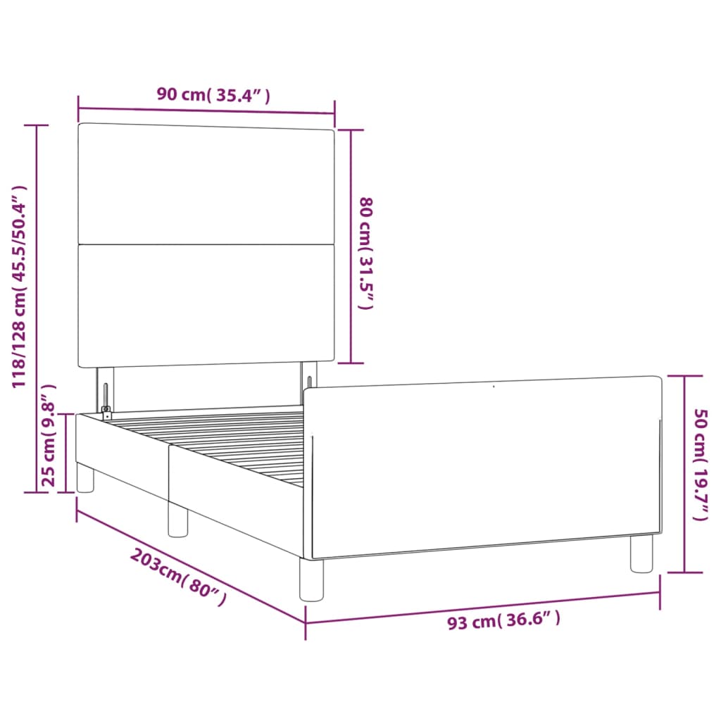 vidaXL Rám postele s čelem bílý 90x200 cm umělá kůže