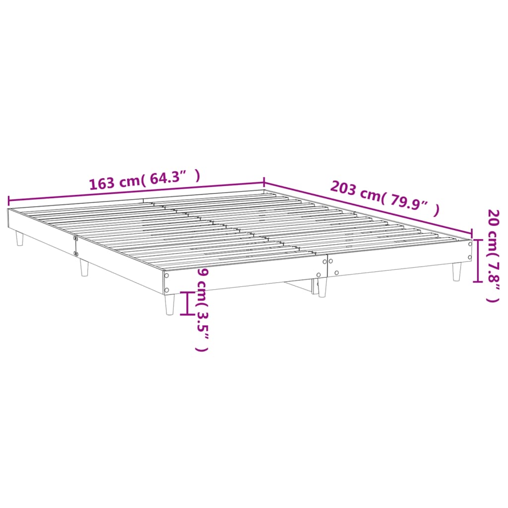 vidaXL Rám postele kouřový dub 160 x 200 cm kompozitní dřevo