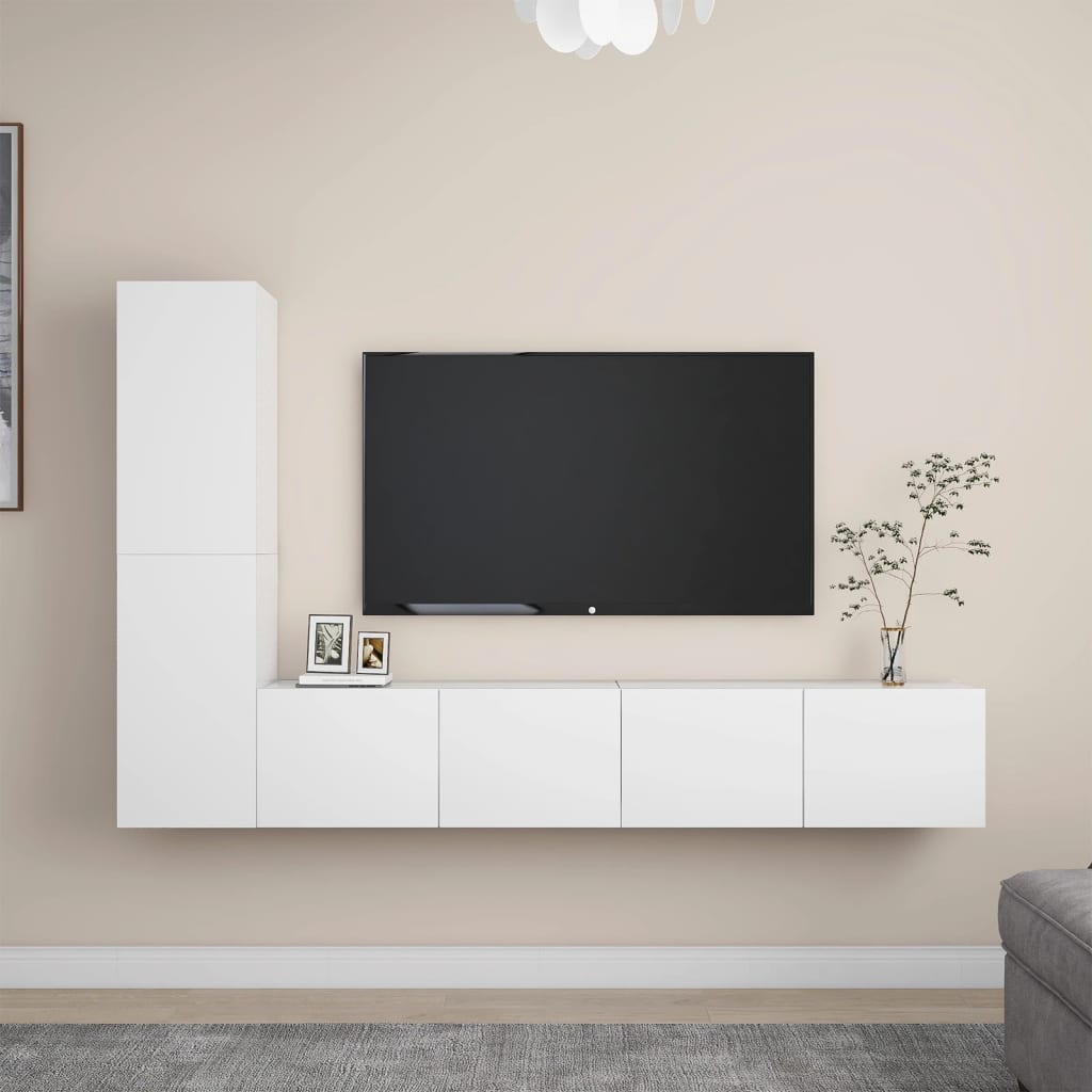 vidaXL 4dílný set TV skříněk bílý kompozitní dřevo