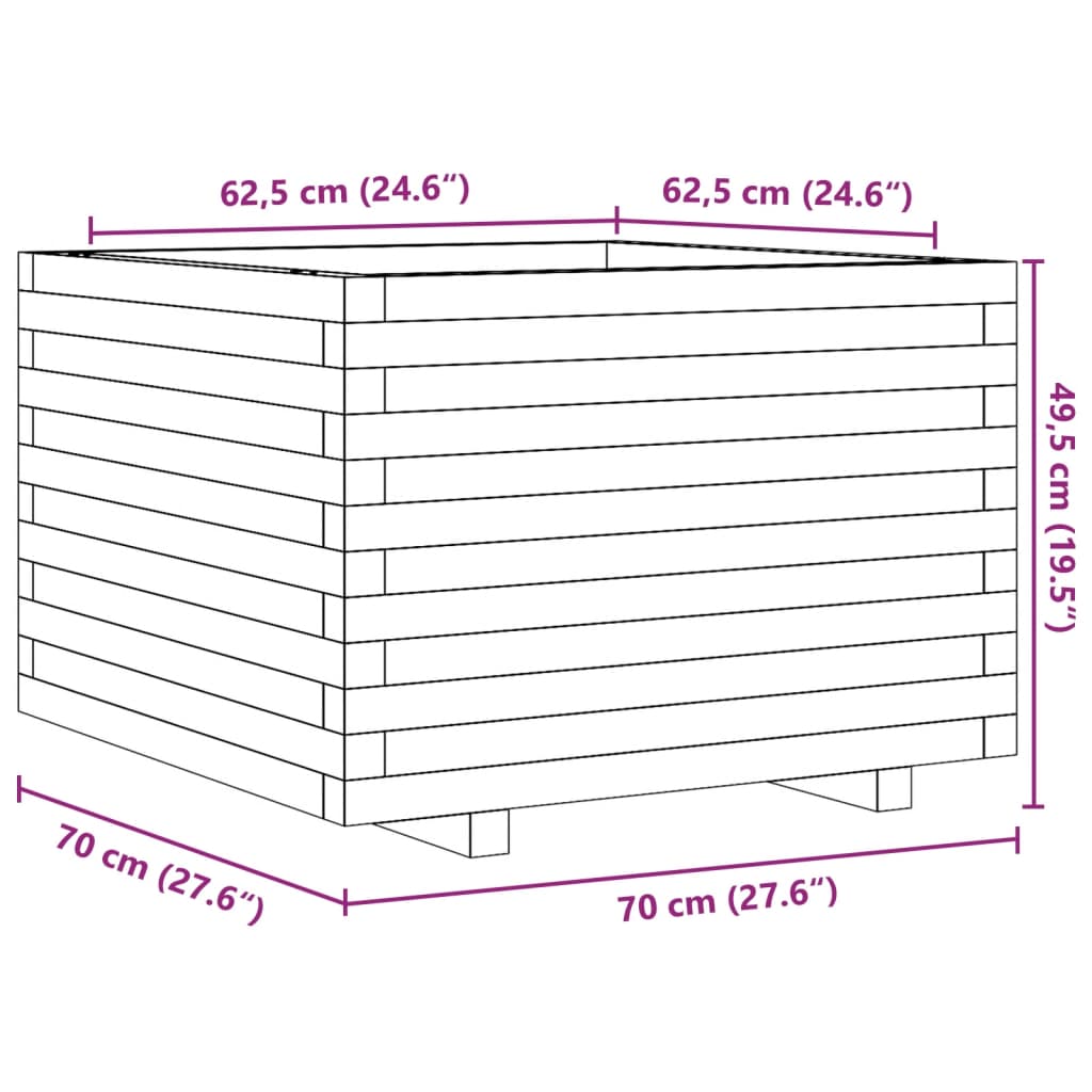 vidaXL Zahradní truhlík 70 x 70 x 49,5 cm masivní borové dřevo