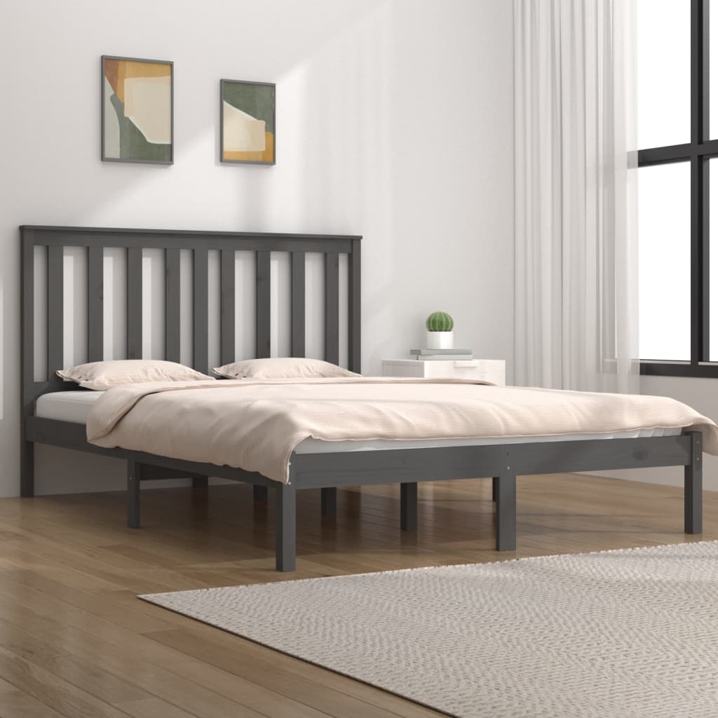 vidaXL Rám postele šedý masivní borovice 120 x 190 cm malé dvojlůžko